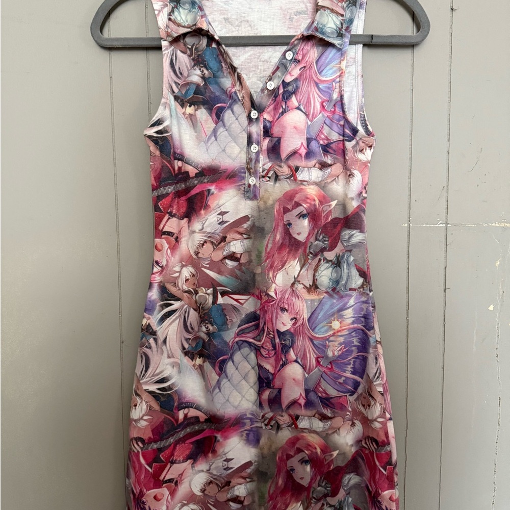 Anime Graphic Print Sleeveless Dress
